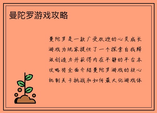 曼陀罗游戏攻略